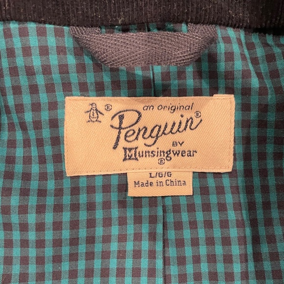 Navy Corduroy Blazer w/ teal gingham lining - Picture 3 of 3